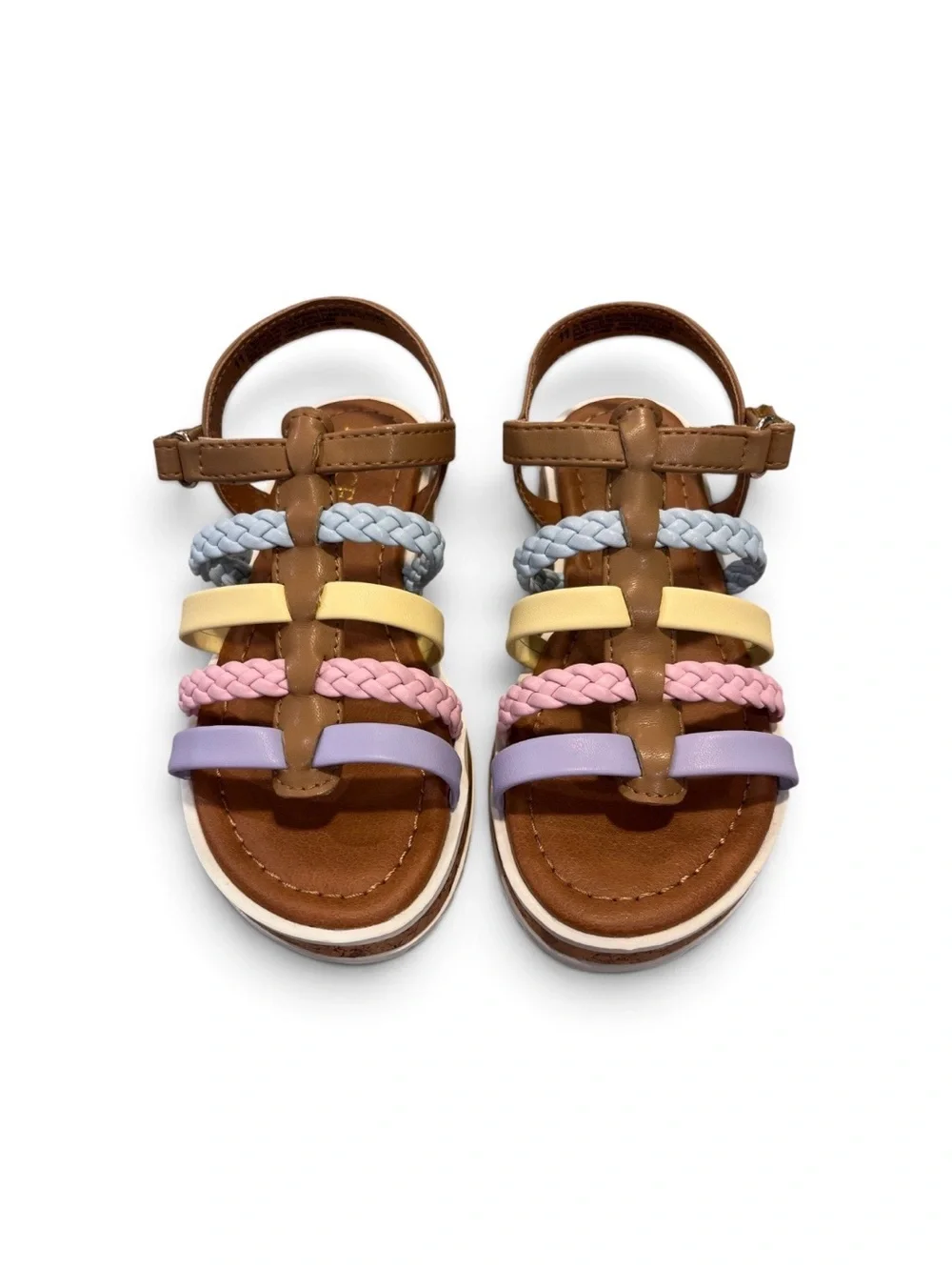 Brand New Sandals with Pastel Blue Yellow Pink Lavender Straps